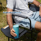 Oversized Directors Chairs Heavy Duty Folding Outdoor Chairs with Detachable Side Pocket and Adjustable Side Table for Outside,Lawn,Fishing, Folding Camping Chair up to 350Lbs Capacity (Grey)