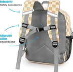 STEAMEDBUN Corduroy Toddler Backpack for Girls Boys 2-4, Kids Preschool Backpack for Kindergarten - Checkered