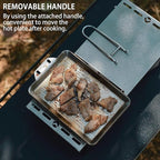 CAMPINGMOON Grill Griddle Plate for Camping Grilling 304 Stainless Steel DO-21,DO-2117 L 8.3'' x W 5.5'' x T 0.16'' Extra-thick with Removable Handle (Plate with Cover (DO-2117))