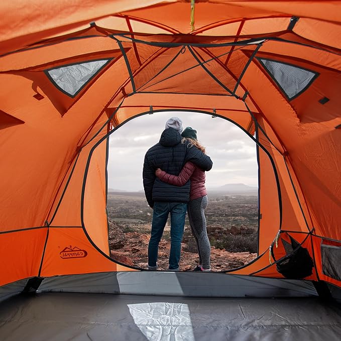 2-3 Person Backpacking Tent with Double Door 2 Vestibule, Waterproof Windproof Lightweight Easy Set Up 3 Season 2 Man Two Person Tent for Camping, Hiking, Motorcycle, Mountaineering with UPF 50+