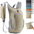 10L Small Hiking Backpack Travel Daypack Lightweight Packable Back Pack for Women Men(Beige)