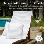 Black & White Brands Brazilian Beach/Pool/Bath Towel - Ultimate Absorbent Luxury XL 36x70 100% Cotton Wave (4 White Towels, Poly Pinstripe)