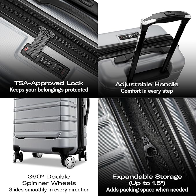 Samsonite Omni 2 Pro Hardside Expandable Luggage with Spinner Wheels, Pro Carry-on, MIDNIGHT BLACK