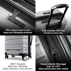 Samsonite Omni 2 PRO Hardside Expandable Luggage with Spinners, Arctic Silver, Carry-on