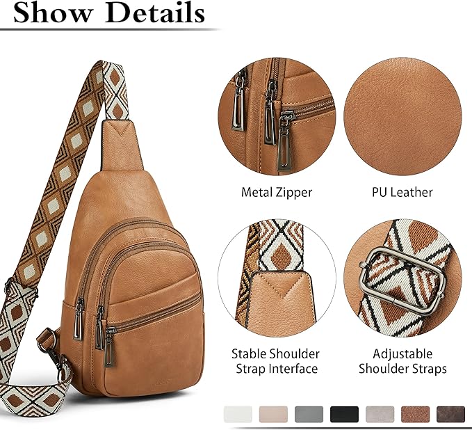 Sling Bag Crossbody Bags for Women Small Cross Body Bag Fanny Packs Chest Sling Purse for Daily Travel Leisure Sport