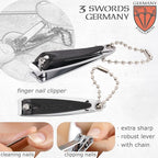 3 Swords Germany - Brand Quality 4 Piece Manicure Pedicure Grooming kit Set for Professional Finger & Toe Nail Care Tweezers File Clipper Fashion Leather case in Gift Box, Made by 3 Swords (02563)