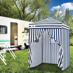 EAGLE PEAK EAGLE PEAK Flex Ultra Compact Pop-up Canopy, Sun Shelter, Changing Room, Portable Privacy Canopy Cabana, 5x5ft Canopy Tent, for Pool, Fashion Photoshoots, or Camping White/Blue