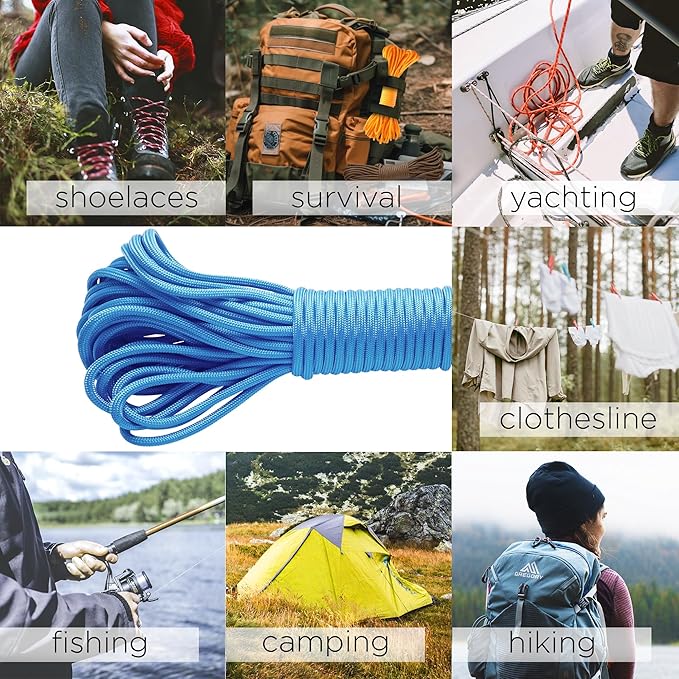 TECEUM 5/32" Paracord Rope 1000 – 1000ft / 200ft / 100ft / 50ft – Tactical Parachute Cord 4mm – 45+ Colors – Nylon String for Survival & Camping Gear – Stripe Cord for Survival – Utility Rope