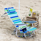 GarveeLife Backpack Beach Chair for Adults, Lightweight Portable Lay Flat Folding Beach Chair with 5 Reclining Positions, Backpack Straps, Phone Pocket, Cup Holder & Towel Bar
