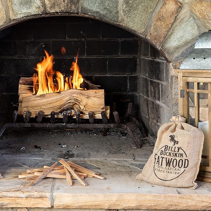 Billy Buckskin Co. Fatwood Fire Starter Sticks | Easy & Safe Fire Starter | Start a Fire with just 2 Sticks | Works in Any Weather Conditions | Burlap Bag (2 Pound Bag)