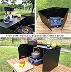 Camping Stove Windscreen Outdoor Foldable Gas Stove Windshield, Camping Wind Blocker with a Storage Bag for Butane Stoves, Propane Stoves, Camping, Hiking, Picnic, Cooking (Stove Not Included)