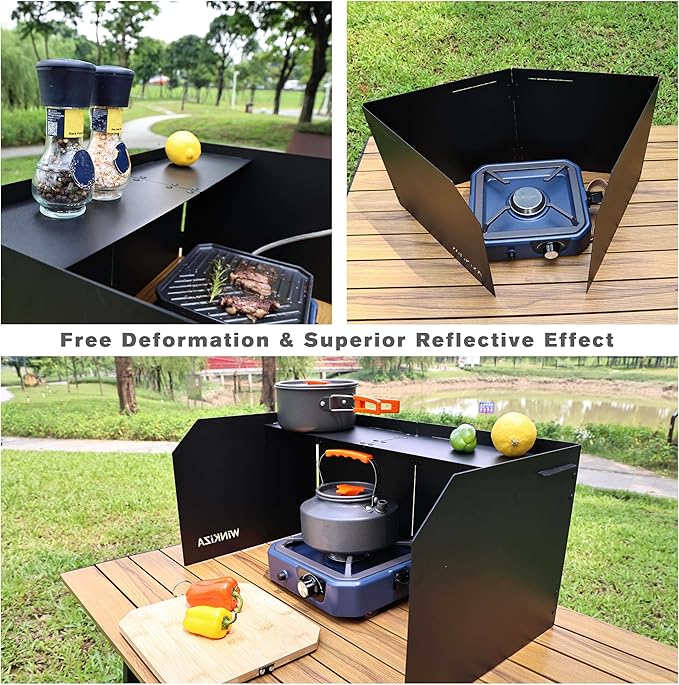 Camping Stove Windscreen Outdoor Foldable Gas Stove Windshield, Camping Wind Blocker with a Storage Bag for Butane Stoves, Propane Stoves, Camping, Hiking, Picnic, Cooking (Stove Not Included)