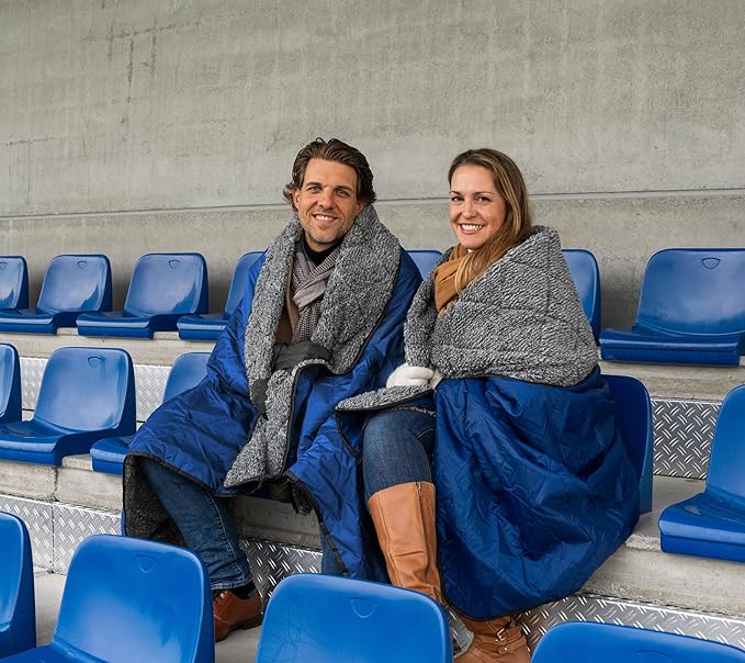 Sherpa Waterproof Outdoor Blanket. Large Sherpa Camping & Stadium Blanket for Cold Weather. Perfect for Picnic, Sports, Concerts, Outdoors, Boat. Windproof, Extra Warm, Machine Washable.