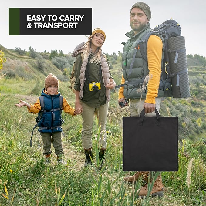 Carbon Steel Foldable Campfire Grill – Portable Grill Grate & Griddle with Large Non-Stick Surface, Sturdy Fold-Out Legs, Compact for Storage, Use Over Fire Pit