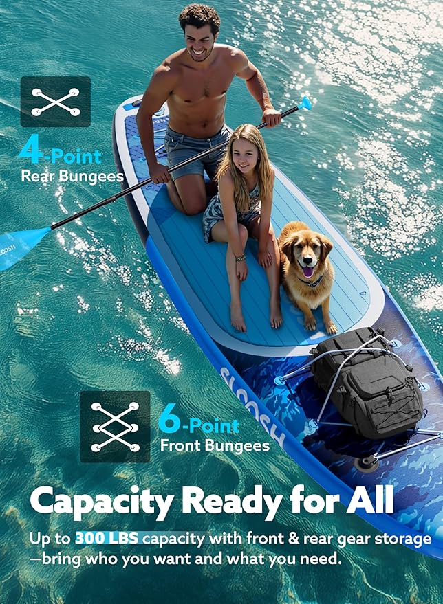 SLOOSH Inflatable Stand Up Paddle Board, 10'6" Inflatable Paddle Boards with Premium Accessories, Non-Slip EVA Deck, Ultra-Light Carry Bag Pump, Meander SUP for Youth & Adults