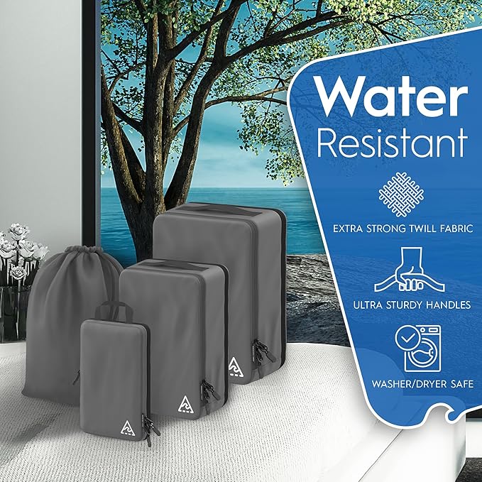 4-Piece Deluxe Compression Packing Cubes Travel - Maximize Space In Luggage With Double Capacity Design, Luxury Compressible Packing Cubes For Travel, Large, Small, & Medium Set