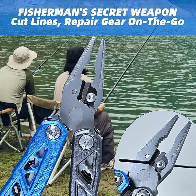 18-in-1 Multipurpose Tool Kit, Survival Camping Gear & Fishing Gifts for Dad - Multitool with Hammer, Pliers, Screwdriver and Pocket Knife for Men