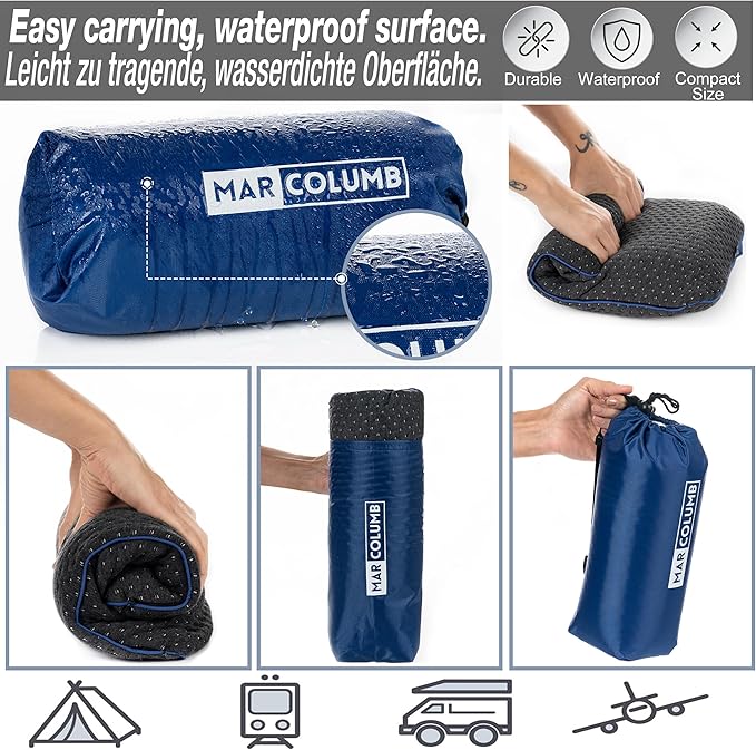 Travel & Camping Comfortable Memory Foam Pillow – Easy to Carry Portable Bag – Temperature Regulating Pillow Case - Perfect for Travelling (Grey)