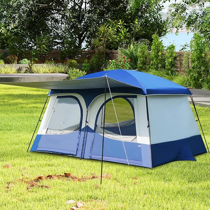 Vidalido Tents，6-8 Person Camping Tent with Extended Vestibule，2 Room Weather Resistant Family Tents，Easy Install Waterproof Outdoor Tent for Backpacking and Camping Hiking