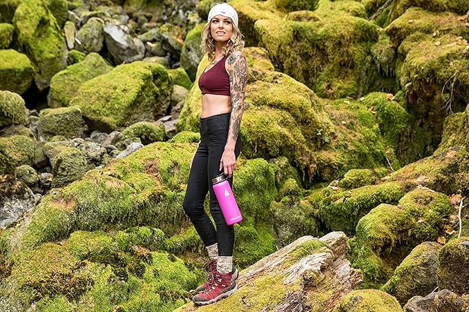 HYDRO CELL Stainless Steel Insulated Water Bottle with Straw - For Cold & Hot Drinks - Metal Vacuum Flask with Screw Cap and Modern Leakproof Sport Thermos for Adults (Fuchsia 40oz)