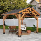 Backyard Discovery Norwood 12 ft. x 10 ft. Cedar Wood Gazebo Pavilion,Thermal Insulated Hard Top Steel Roof, Durable, Supports Snow Loads and Wind Speed, Rot Resistant, Backyard, Deck, Garden, Patio