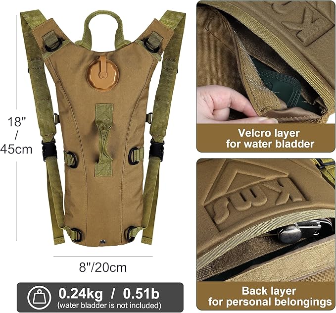 3L Water Backpack for Hiking, Water Hydration Backpack for Running, Tactical Hydro Backpack with 3L Water Bladder, Hydration Packs for Festivals Rave