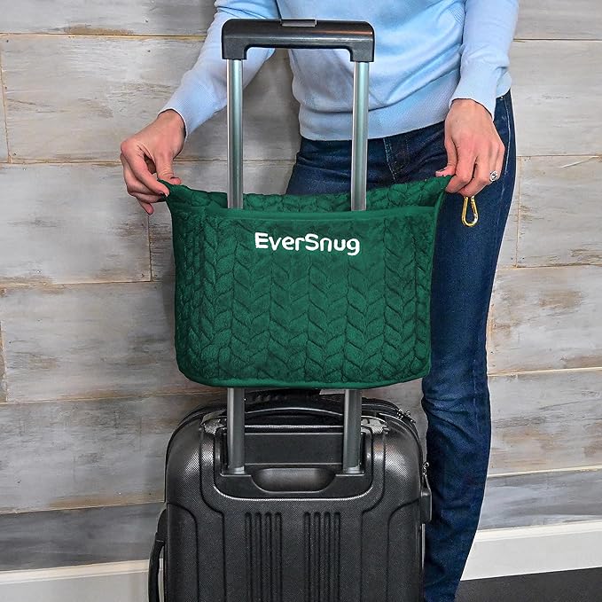 EverSnug Premium Travel Blanket Pillow - Soft 2 in 1 Airplane Blanket with Soft Bag Pillowcase, Hand Luggage Sleeve and Backpack Clip (Forest Green)