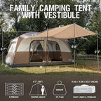 PORTAL 8 Person Tents for Camping, Easy Setup Cabin Tent with Large Porch, 2 Room, Waterproof Family Camping Tent for Outdoor Camping, Patio