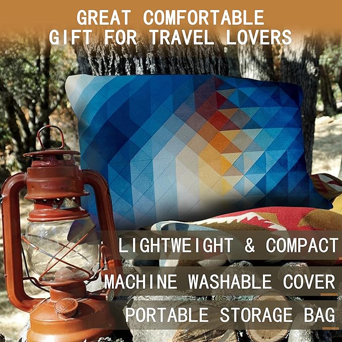 Camping Pillow Shredded Memory Foam Travel Pillows for Sleeping Compressible Lightweight Camp Pillow Washable Backpacking Pillow for Camping & Hiking Firm Supportive Small Pillow for Travel