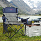 2 Pack Oversized Folding Camping Chair, Heavy Duty Support 500LBS Outdoor Chair with Cup Holder Storage and Cooler Pouch, Collapsible Padded Arm Chair for Sports Garden Beach Fishing, Blue