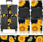 Slohif Luggage Straps for Suitcases Travel Belt Accessories Luggage Connector Identifiers Over Handle with Buckle Unique Nylon Adjustable Strap for Sleeping Bag Car Seat Sunflower(2 Pack)