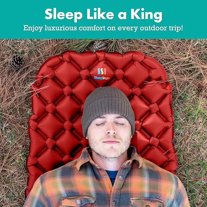 Ultralight Sleeping Mat - Inflatable & Compact Camping Air Mattress for Backpacking, Hiking