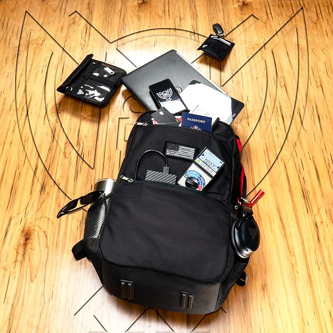 Xtreme Sight Line ~ Xecutive Transport Faraday Backpack for Laptops, Tablets, and Other Mid-Size Electronics ~ Tracking/Hacking Defense ~ Red