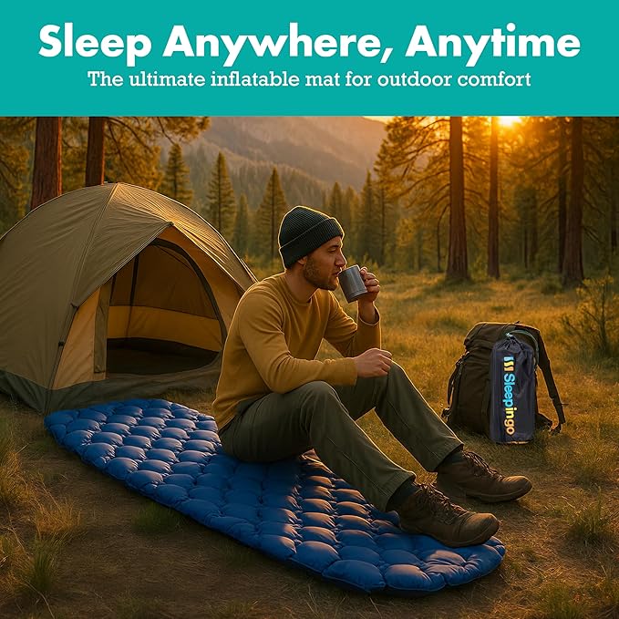 Ultralight Sleeping Mat - Inflatable & Compact Camping Air Mattress for Backpacking, Hiking