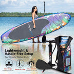 SereneLife Inflatable Stand Up Paddle Board with Premium SUP Accessories – Wide Stable Design with Non-Slip EVA Deck Pad for Adults and Youth of All Skill Levels, 350 lbs Capacity