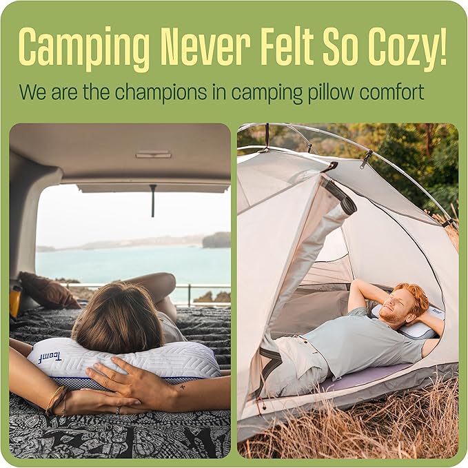 Camping Pillow: Dual Cover, Memory Foam Travel Pillow, Medium Firm Camp Pillow, Camping Pillows for Sleeping, 5 Layers for Support, Small Travel Pillow,Small Portable Pillow 10x16 Inches (White)