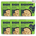 BIGHORN Mountain Food Vegetarian Creamy Mushroom Pasta - contains 6 packs | 12 servings | 192g Protein | 3,900 Calories - premium freeze dried meals for backpacking food - vegetarian backpacking meal - ideal camping meals just add water - great taste