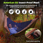 Camping Hammock with Mosquito Net, 2 Person Hammock Bug Net, Portable, Parachute Nylon for Outdoor, Camping, Hiking, Backpacking, Backyard, Beach, Travel (Hold Up to 500lbs) (Orange)