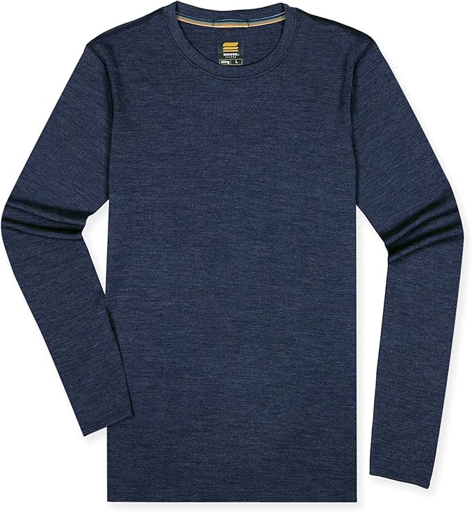 MERIWOOL Mens Base Layer - 100% Merino Wool Midweight Long Sleeve Thermal Shirt
