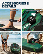 Flypark 11'x34 Inflatable Paddle Boards, Extra Wide SUP for 420lbs/3Adults, Yoga Stand Up Paddle Board, 110L Backpack, 15 D-Rings, Shoulder Strap, US-Fin, 2-Action Pump