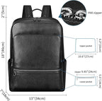 Large Black Leather Backpack for Men, 17.3 Inch Genuine Leather Laptop Backpack for Men, Minimalist Luxury Executive Computer Backpack for Travel Work