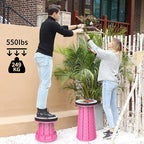 ALEVMOOM Upgraded Telescoping Collapsible Stool with Cushion, Folding Stool with Printing Portable Retractable Foldable Seat Max Load 550lbs for Adults Camping Fishing Outdoor