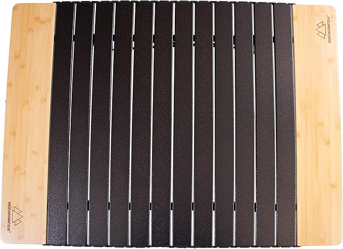 Bamboo/Aluminum Roll-Top Camping Table - Hybrid and Portable Aluminum-Top/Bamboo Folding Table with Adjustable Height Steel Frame by Caddis Sports