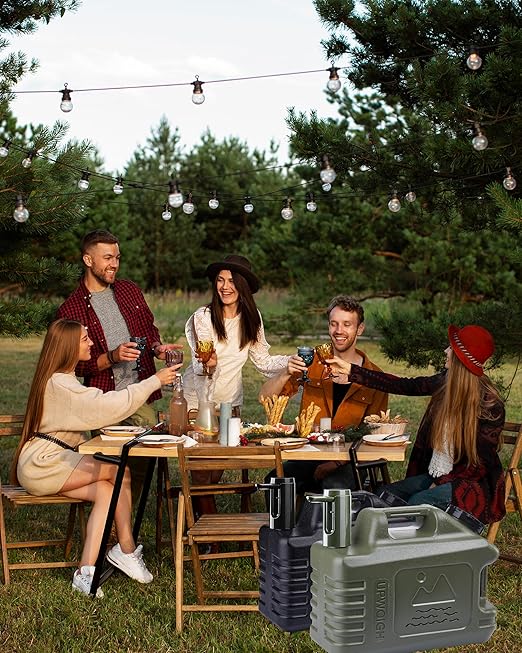 UPWOIGH 5 Gallon Water Jug with Automatic Touch Control Pump (1 Pump Included), Truly Leak-Proof BPA-Free Water Container with Spigot, Type-C Rechargeable Military Green Water Pump for Camping Hiking