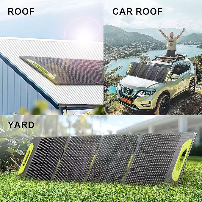 100W Foldable Solar Panel kit with Controller,Portable Solar Charger for Portable Power Station,Phone,Laptop,with M-C4 to DC5525 Output,USB-C,USB-A Port When Camping Fishing Van RV Road Trip