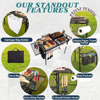 Folding Table w/ Carry Bag, Paper Towel Holder, Garbage Holder, Wing Panels, 3x2 FT Foldable Table for Portable Grill, Picnic, Outdoor, Beach, Small Folding Table Adjustable Height,Camping Table, BBQ