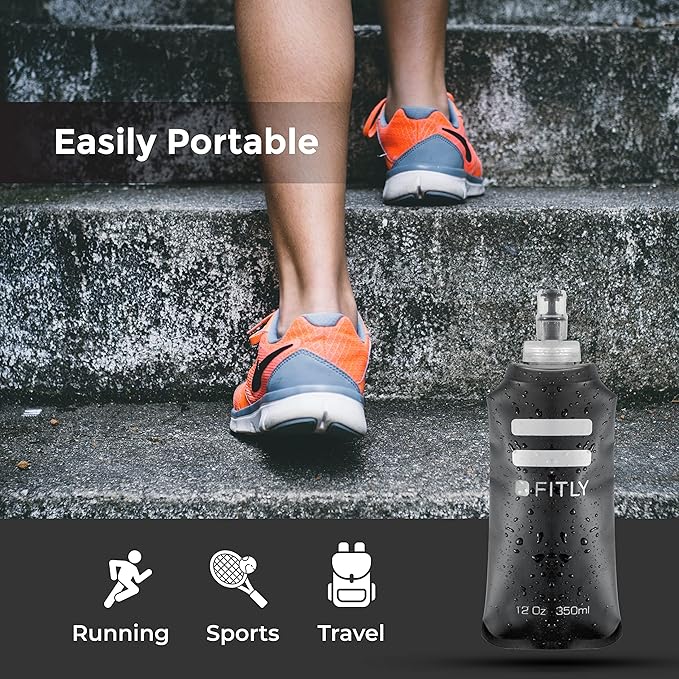 Soft Flask - Shrink As You Drink Soft Water Bottle for Hydration Pack - Folding Water Bottle Ideal for Running, Hiking, Cycling, Climbing & Rigorous Activity