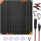 SUNAPEX 20W 12V Solar Panel Battery Charger Maintainer, Portable Waterproof Solar Trickle Charger with Built-in Charge Controller, Cig Plug, Alligator Clips, O-Rings for Car, Truck,Tractor, Boat, etc