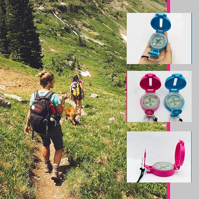 TurnOnSport Lensatic Compass - Hiking & Camping Navigation - Orienteering & Map Reading - Boy Scout & Professional Field Compass