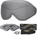 Sleep Mask, Premium Eye Mask for Sleeping, Completely Blackout, Superior Soft Comfort, Upgraded 3D Ergonomic Designed Sleeping Mask for Home, Office, Travel, Meditation, Yoga, Grey
